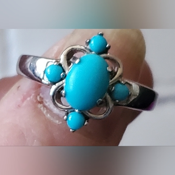 Sz. 7 Turquoise 925 Ring - Picture 1 of 5